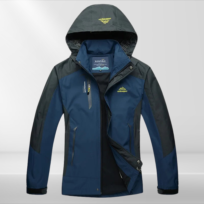 Women's Hooded Windbreaker Rain Jacket – Zip Front Contrast Panel Zip Pockets