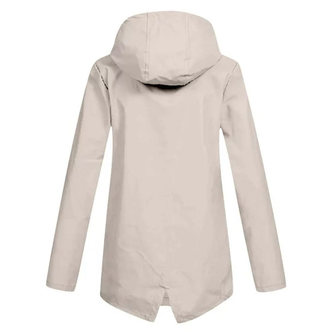 Women's Hooded Windbreaker Rain Jacket – Zip Front Drawstring Flap Pockets