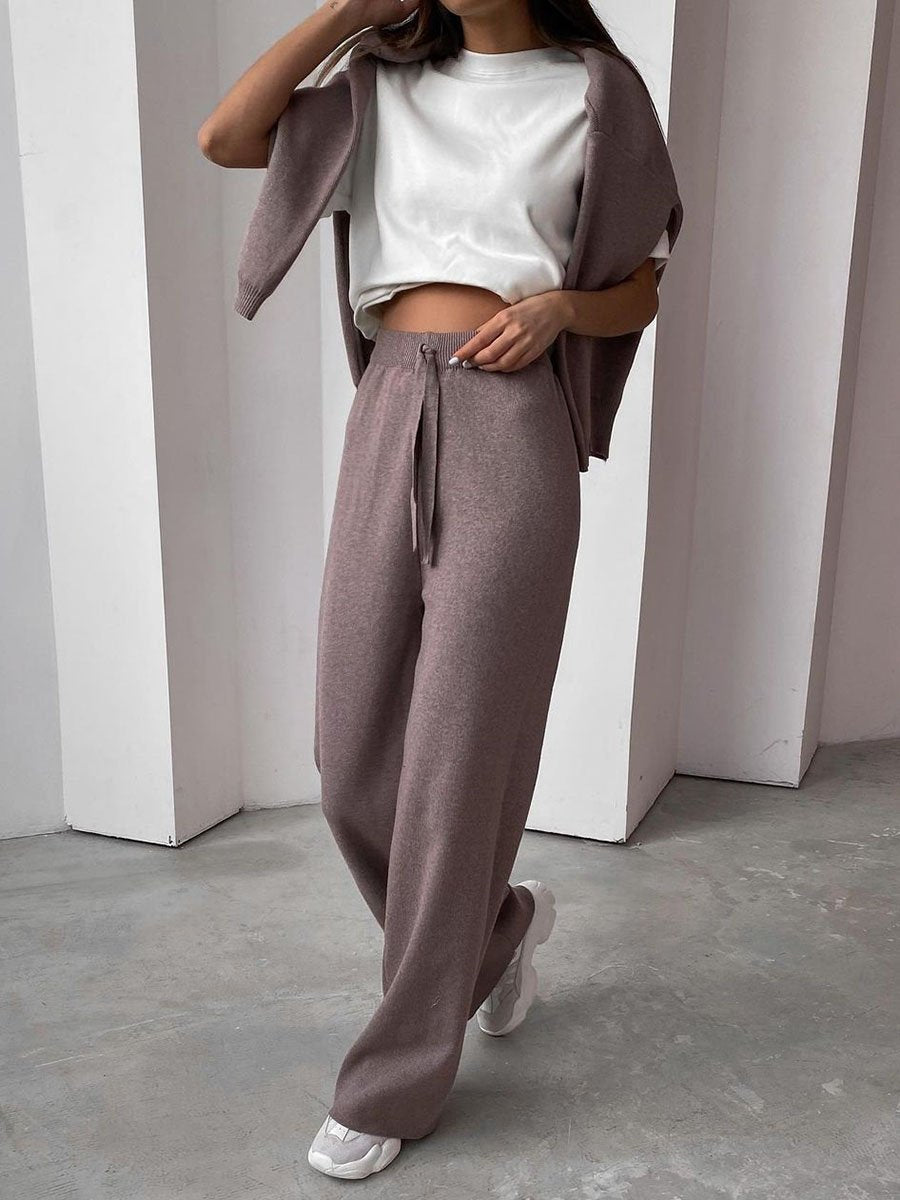 Women's Knit Turtleneck Sweater and Wide Leg Pants – Oversized Lounge 2 Piece Set