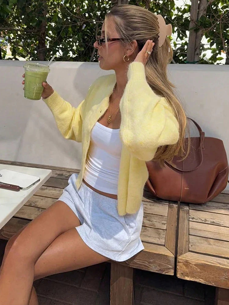 Women's Knit V-Neck Button Front Cardigan – Long Sleeve Casual Layering Sweater