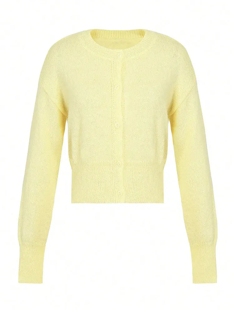 Women's Knit V-Neck Button Front Cardigan – Long Sleeve Casual Layering Sweater