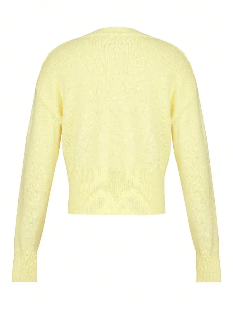 Women's Knit V-Neck Button Front Cardigan – Long Sleeve Casual Layering Sweater