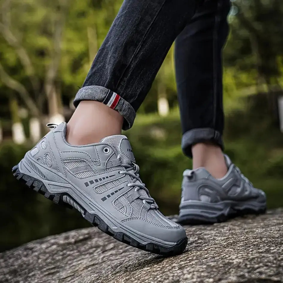 Women's Lace Up Hiking Trail Shoes – Mesh Upper Chunky Lug Sole Outdoor Sneakers