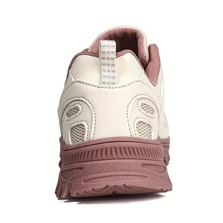 Women's Lace Up Hiking Trail Shoes – Mesh Upper Chunky Lug Sole Outdoor Sneakers