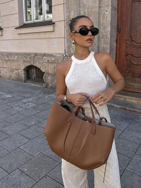 Women's Large Carryall Tote Bag – Double Handle Open Top Everyday Work