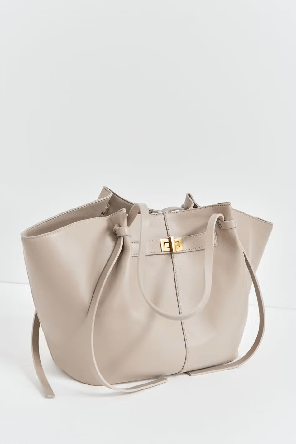 Women's Large Shoulder Tote Bag – Turn Lock Knot Strap Everyday Casual