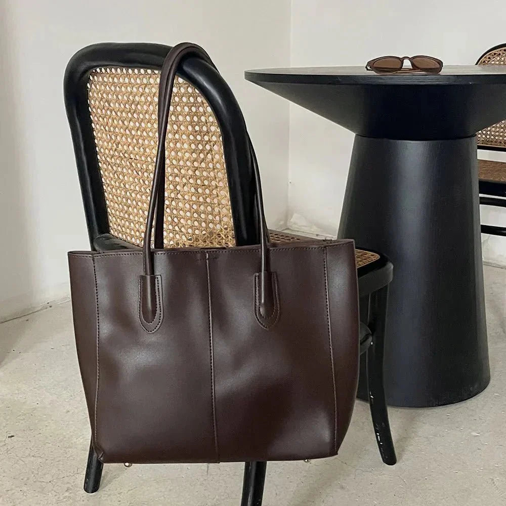 Women's Large Structured Shoulder Tote Bag – Open Top Stud Base Everyday