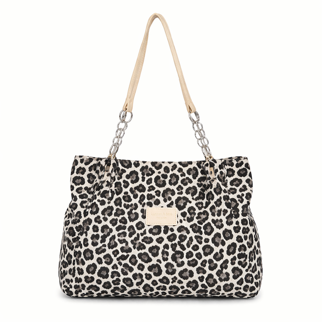 Women's Leopard Print Shoulder Bag – Dual Top Handle Large Work Travel