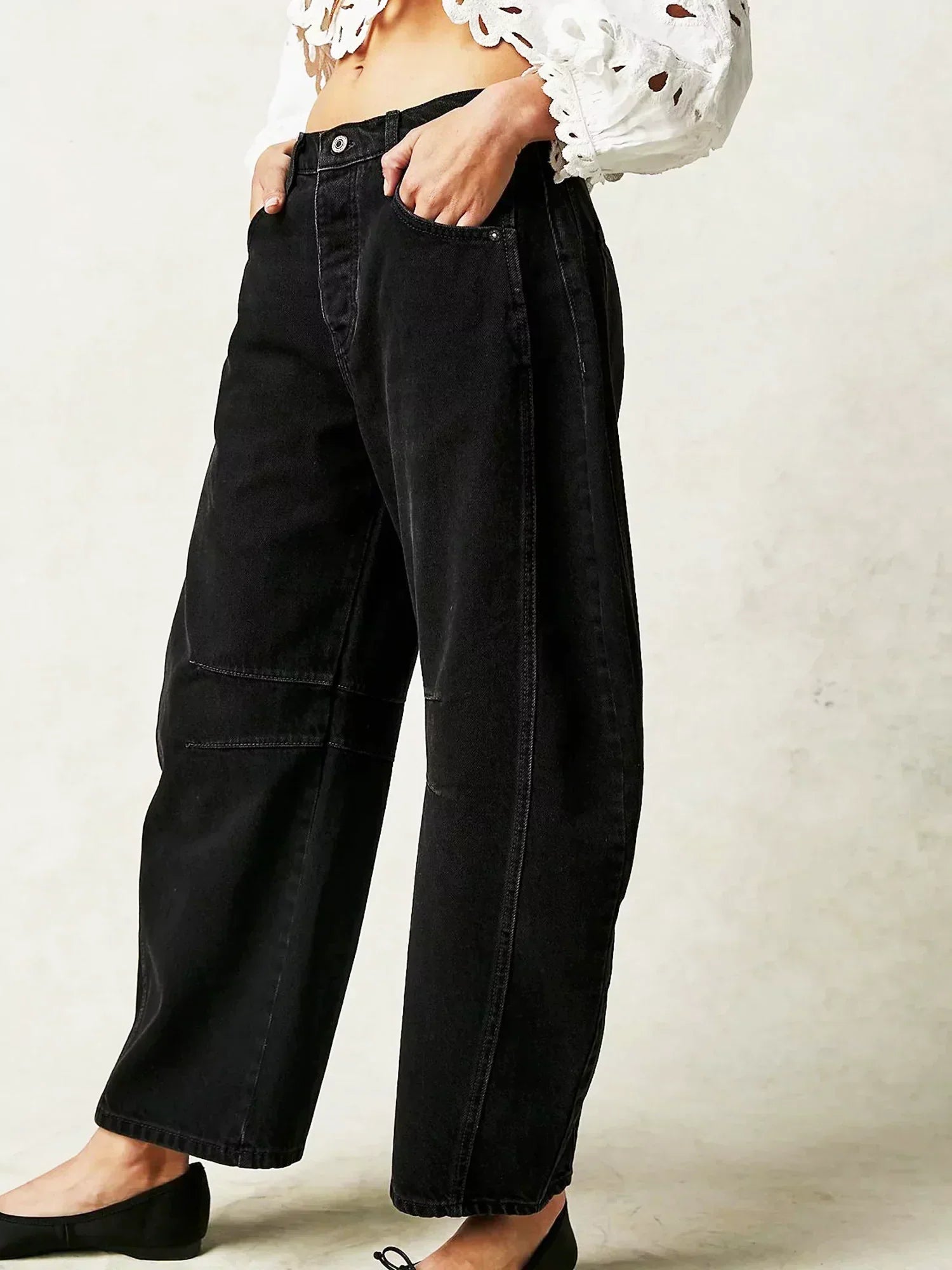 Women's Leopard Print Wide Leg Denim Jeans – High Waist Barrel Fit Casual