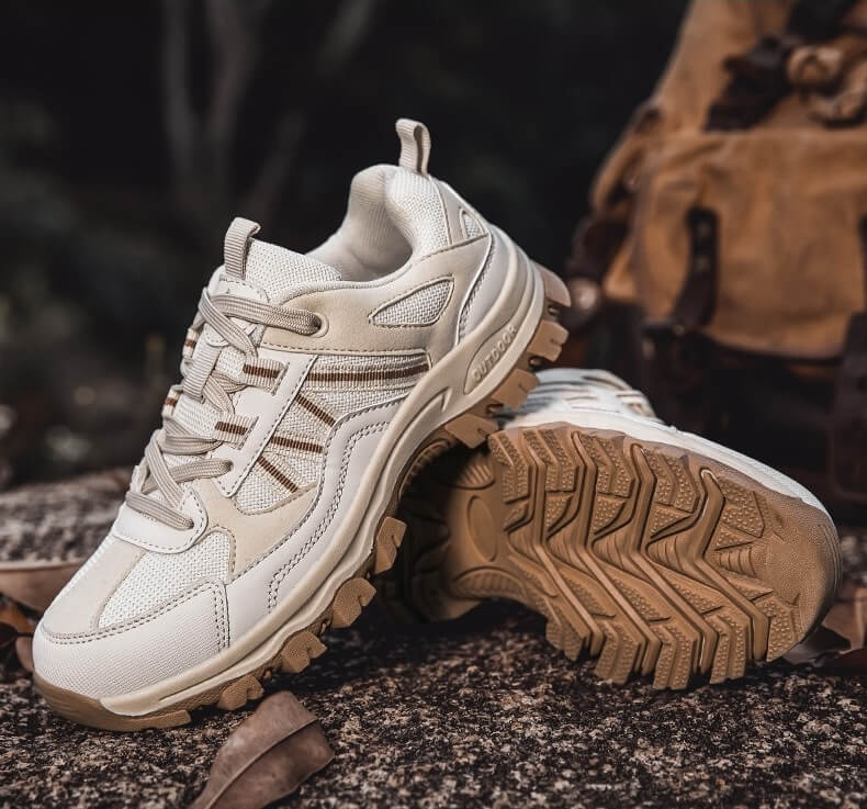 Women's Low Top Lace Up Hiking Shoes – Mesh Panel Two Tone Outdoor Trail