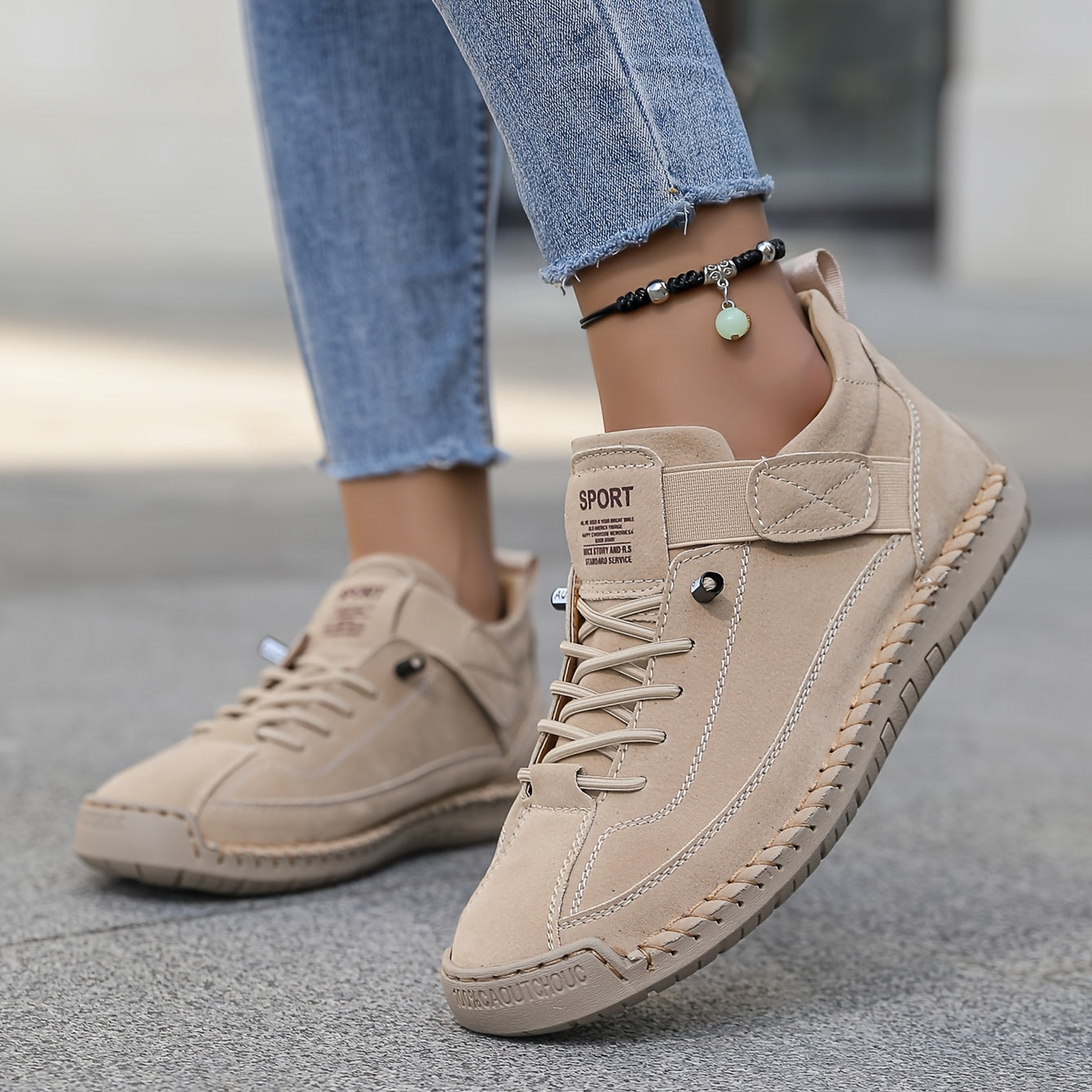 Women's Low Top Lace Up Hiking Shoes – Stitched Sole Ankle Strap Outdoor