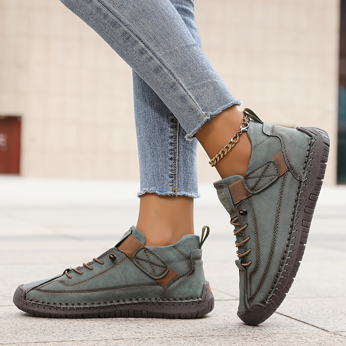 Women's Low Top Lace Up Hiking Shoes – Stitched Sole Ankle Strap Outdoor