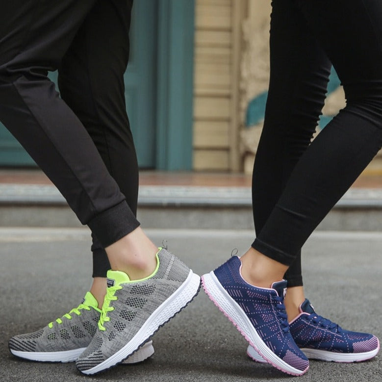 Women's Low Top Running Sneakers – Lace Up Knit Mesh Upper Sport Gym