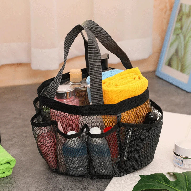 Women's Mesh Tote Bag – Multi Pocket Open Top Foldable Beach Organiser