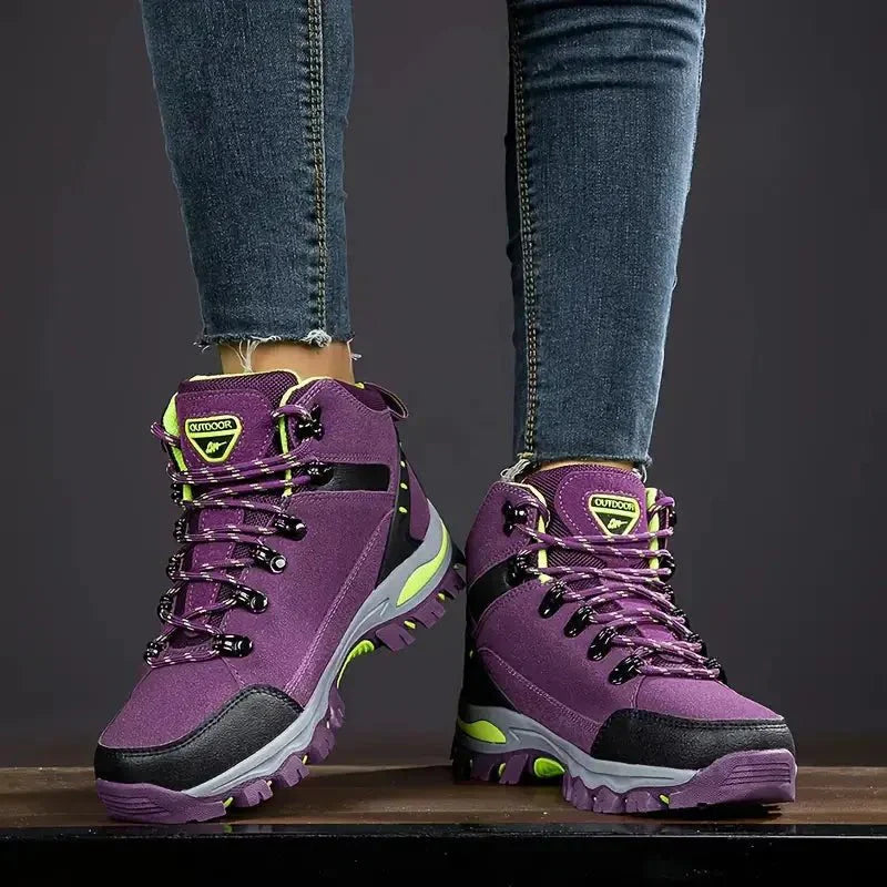 Women's Mid-Cut Lace-Up Hiking Boots – Rugged Outsole Outdoor Trail