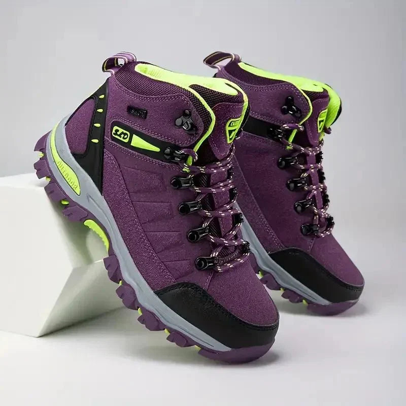 Women's Mid-Cut Lace-Up Hiking Boots – Rugged Outsole Outdoor Trail