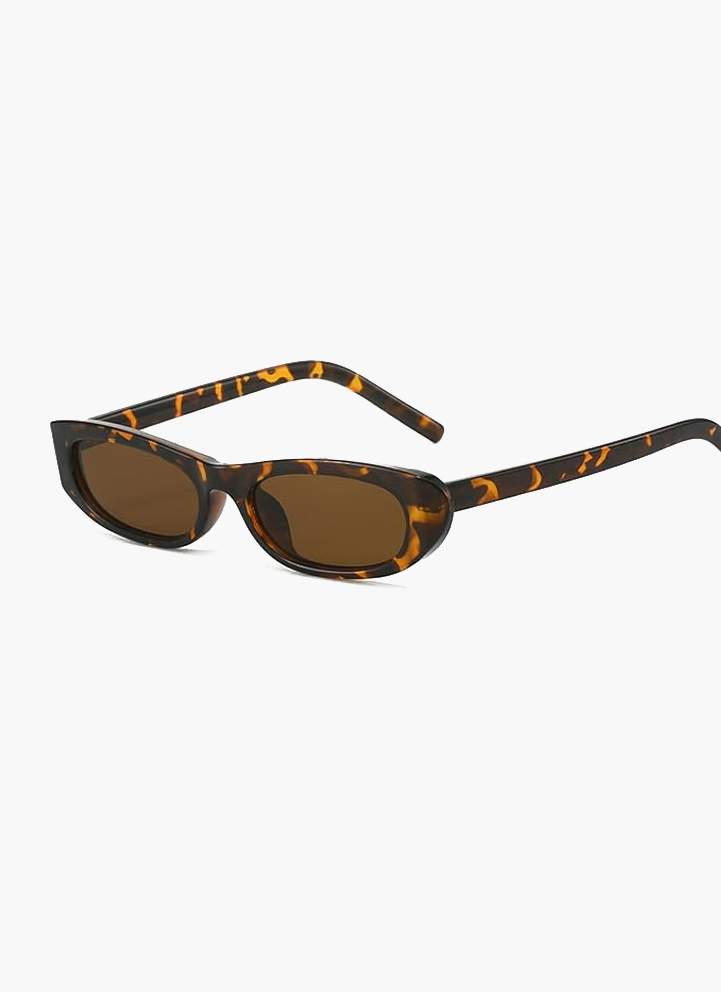 Women's Narrow Oval Frame Sunglasses – Thick Full Rim Tinted Casual