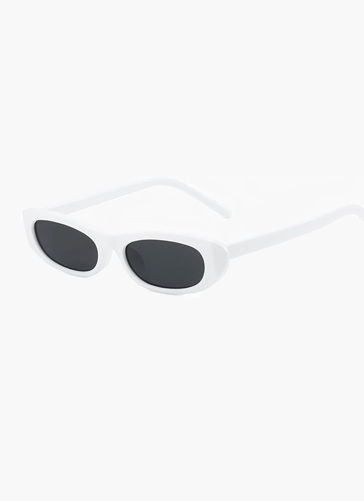Women's Narrow Oval Frame Sunglasses – Thick Full Rim Tinted Casual