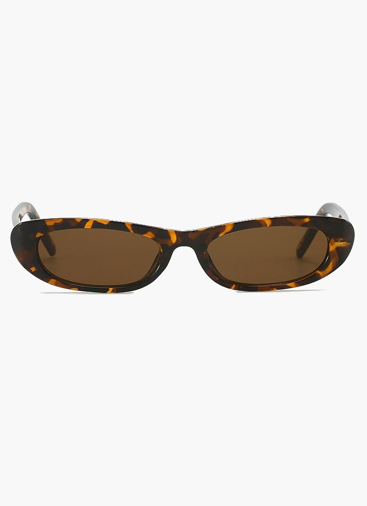 Women's Narrow Oval Frame Sunglasses – Thick Full Rim Tinted Casual