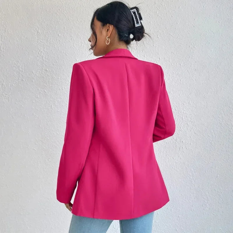 Women's Open Front Shawl Collar Blazer – Flap Pocket Long Sleeve Work Jacket