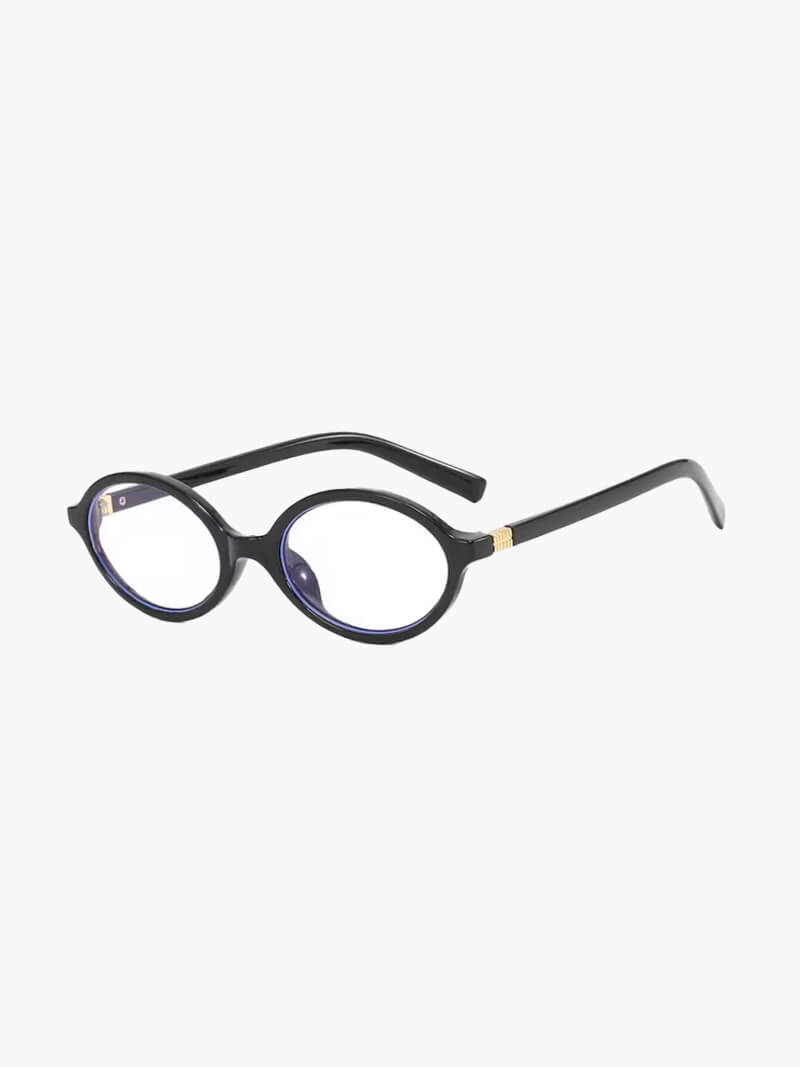 Women's Oval Frame Glasses – Full Rim Embossed Hinge Detail Casual