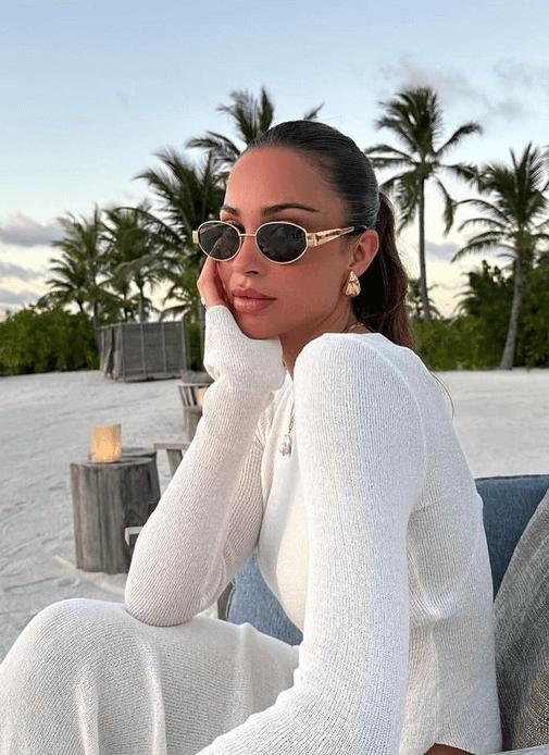 Women's Oval Frame Tinted Lens Sunglasses – Flat Brow Bar Casual Everyday