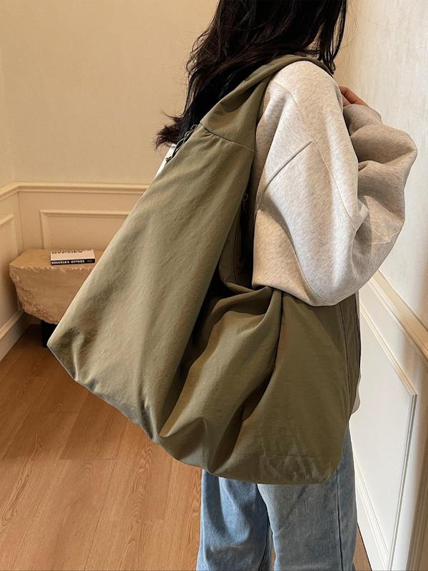 Women's Oversized Slouchy Shoulder Bag – Wide Strap Crinkle School Travel