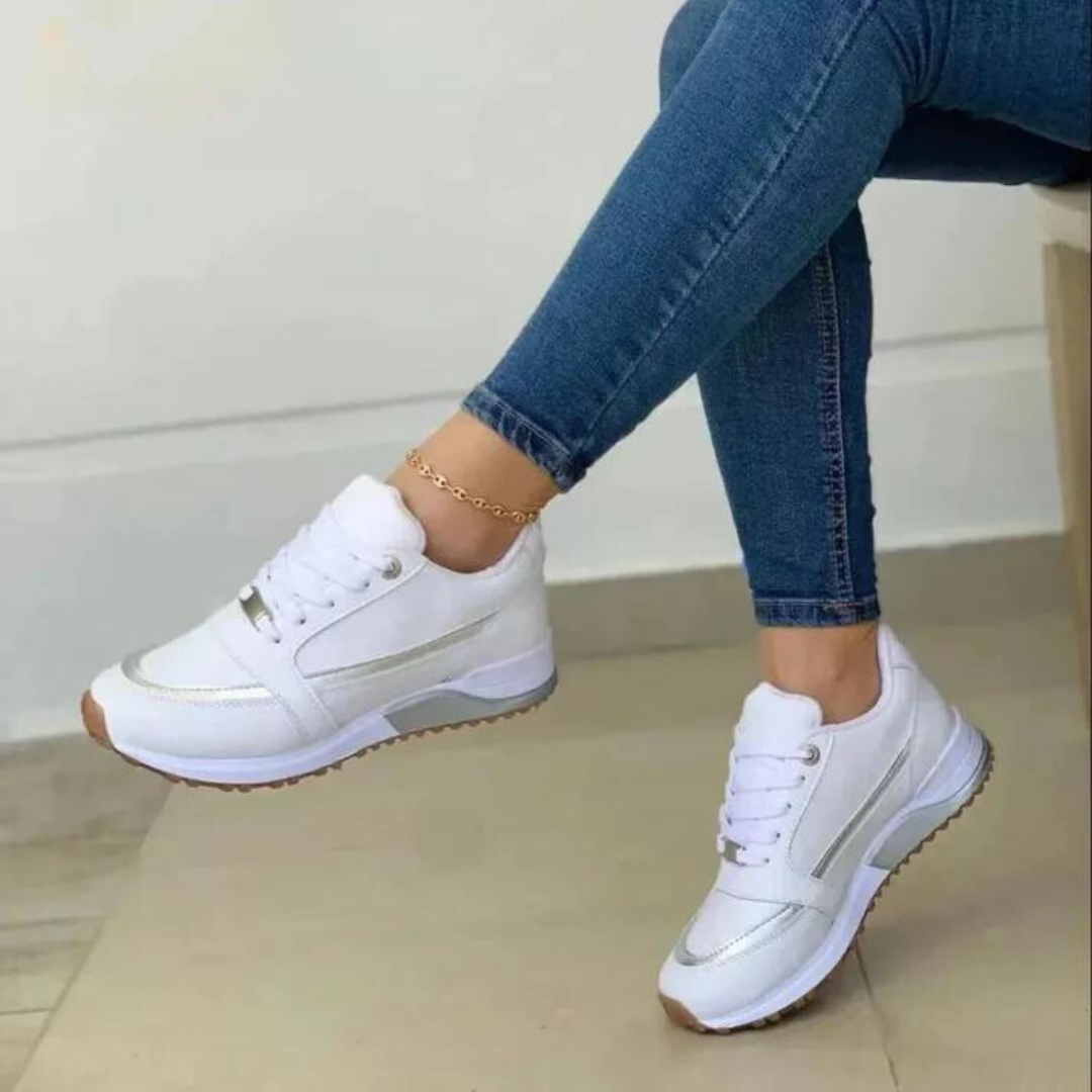 Women's Platform Sneakers – Perforated Lace Up Wedge Sole Casual Everyday