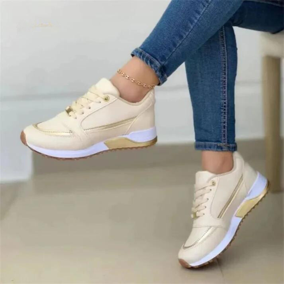 Women's Platform Sneakers – Perforated Lace Up Wedge Sole Casual Everyday