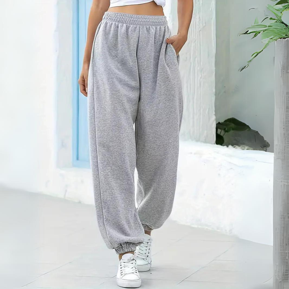 Women's Pull-On Jogger Sweatpants – High Waist Cuffed Ankle Lounge Casual