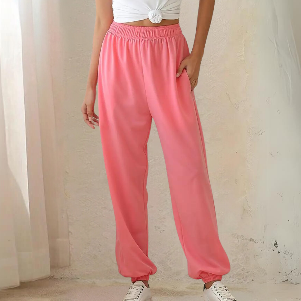Women's Pull-On Jogger Sweatpants – High Waist Cuffed Ankle Lounge Casual