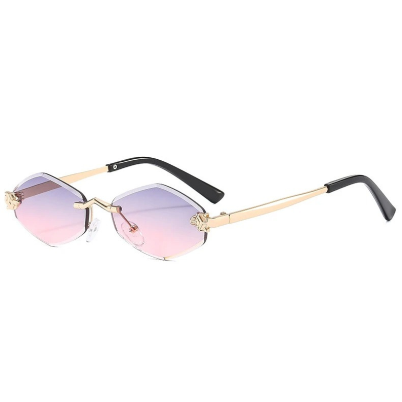 Women's Rimless Geometric Oval Sunglasses – Gradient Lens Casual Summer