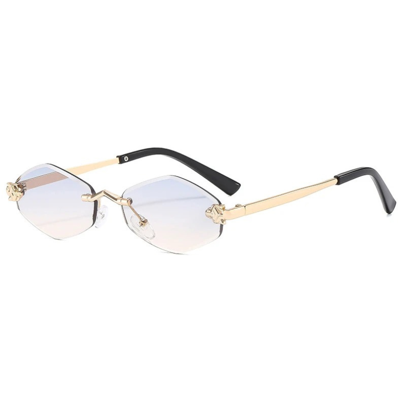 Women's Rimless Geometric Oval Sunglasses – Gradient Lens Casual Summer