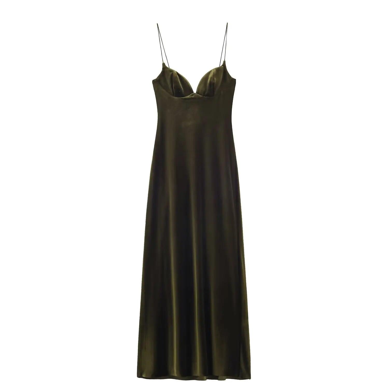 Women's Satin Slip Maxi – Spaghetti Strap V Neck Pocket Wedding Guest Dress