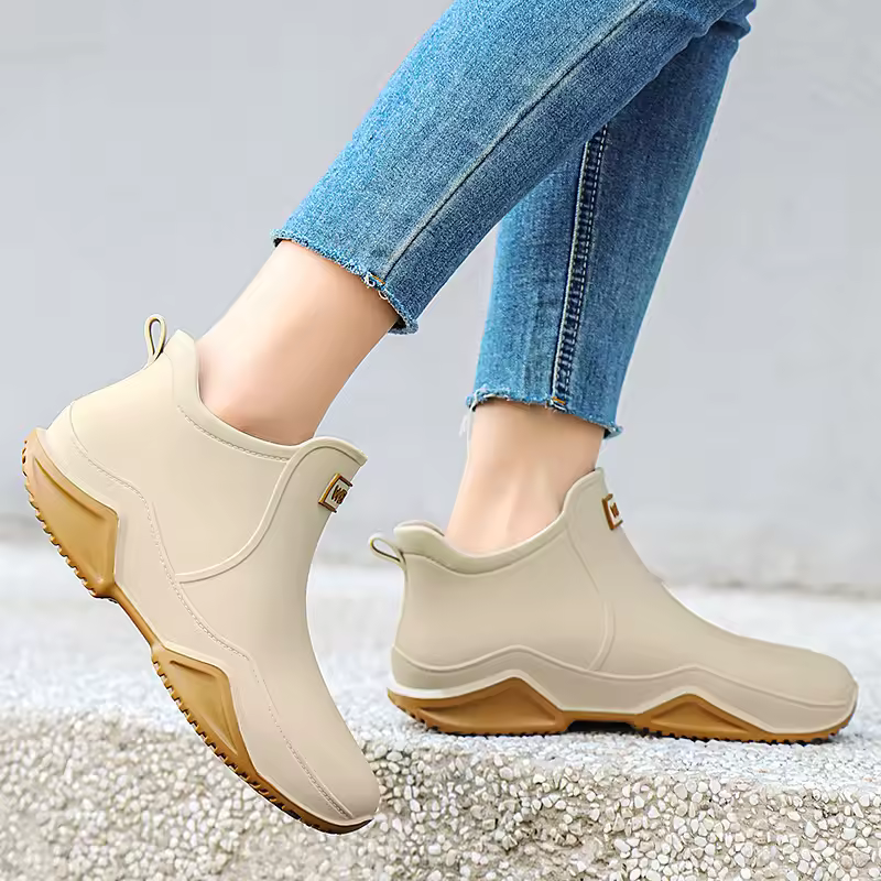 Women's Slip-On Waterproof Rain Ankle Boots – Lug Sole Outdoor Casual