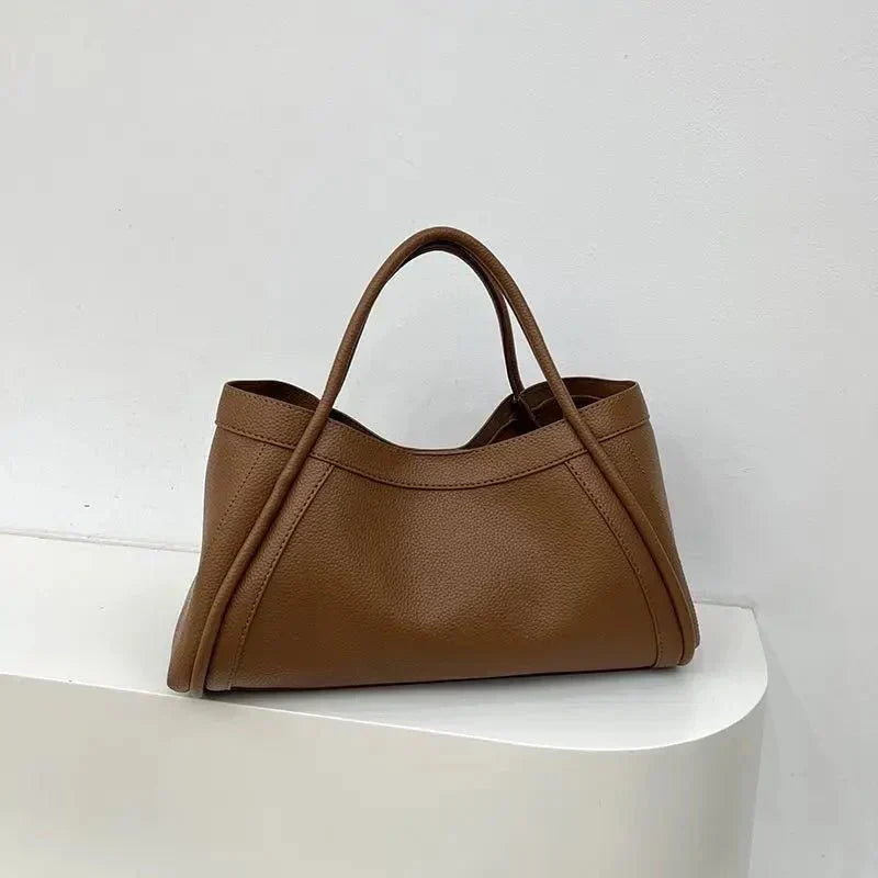 Women's Structured Carryall Shoulder Tote Bag – Open Top Pebbled Everyday
