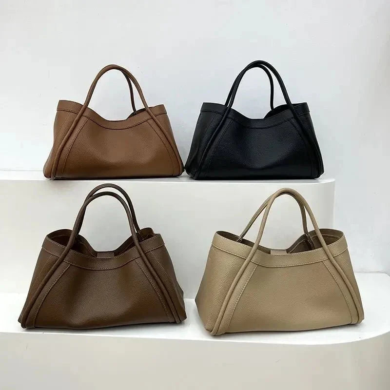 Women's Structured Carryall Shoulder Tote Bag – Open Top Pebbled Everyday