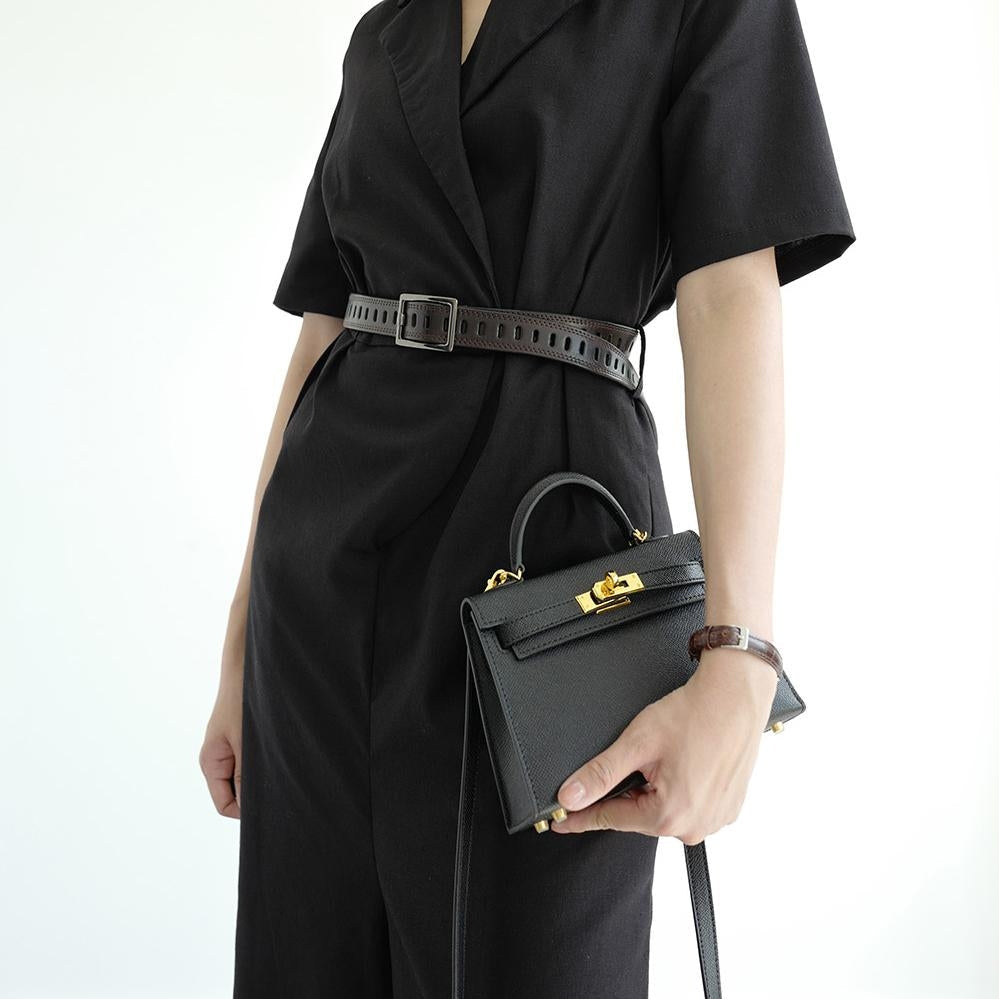Women's Top Handle Crossbody Bag – Turn Lock Flap Structured Casual