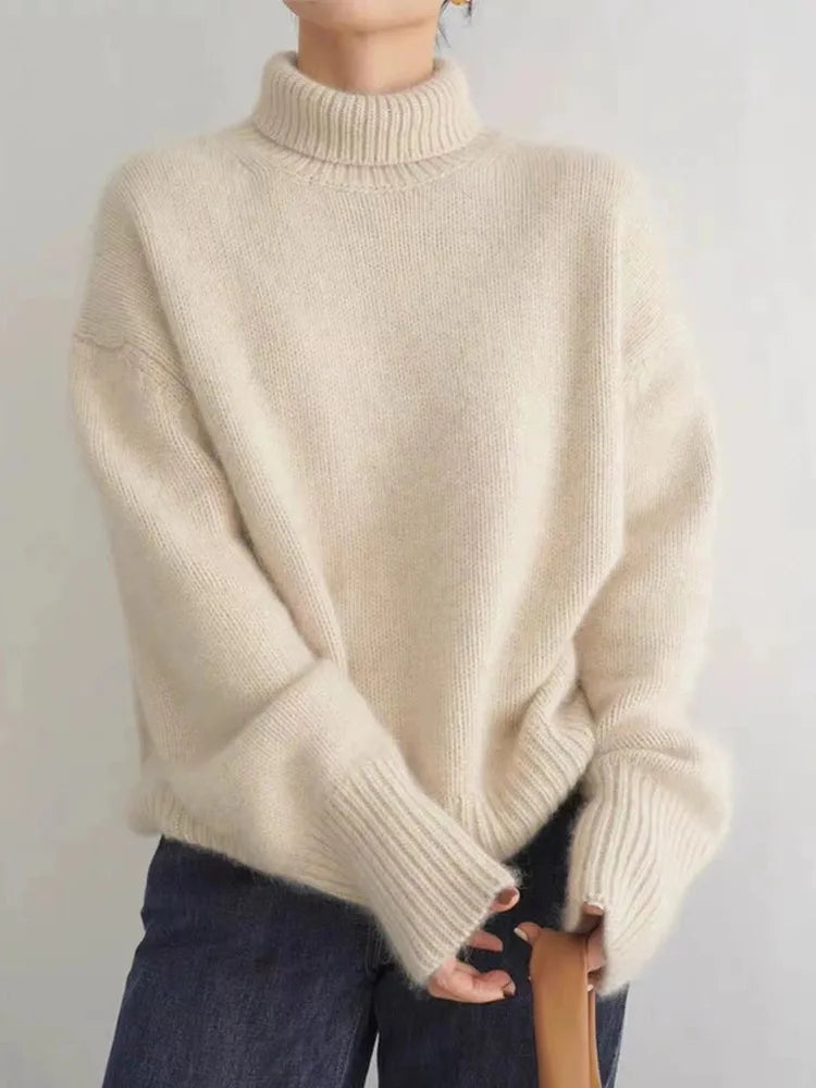 Women's Turtleneck Long Sleeve Sweater – Knit Pullover Street