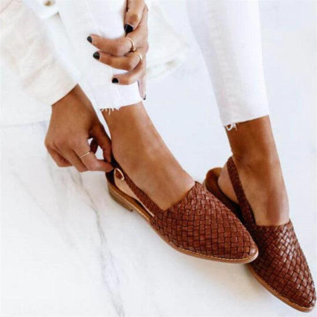 Women's Woven Slingback Loafer – Closed Toe Flat Buckle Casual Summer